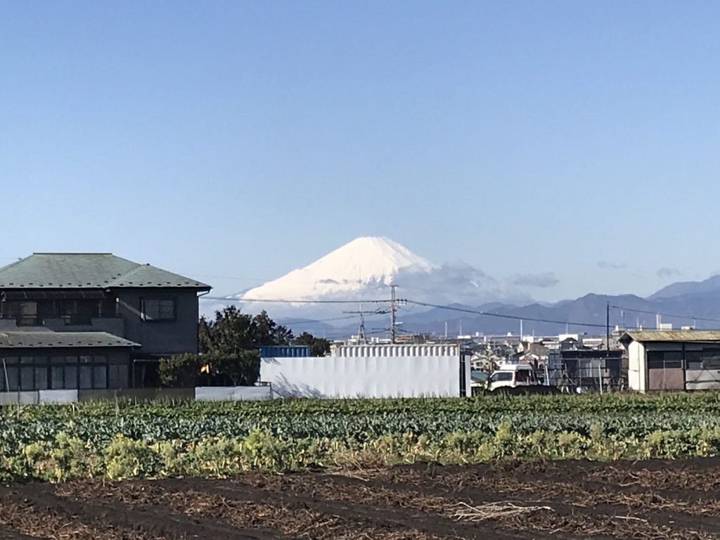 よく晴れて建設日和。富士山もよく見えます