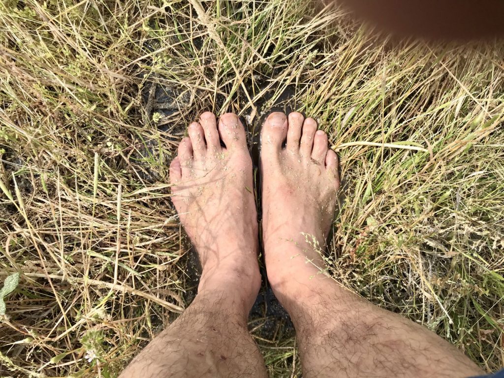 裸足で農作業